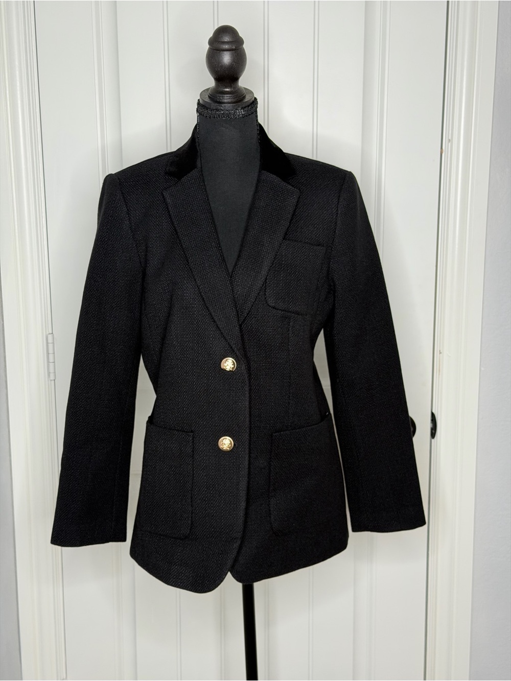 Ann Taylor Black Women's Tailored Blazer with Gold Buttons